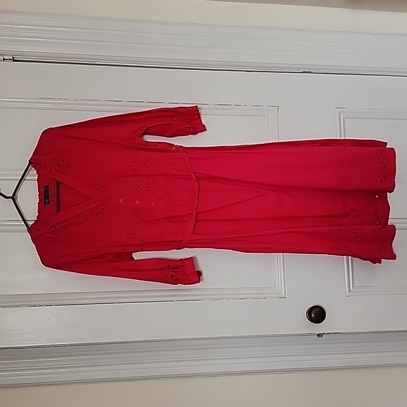 Beautiful M&S fuscia eyelet dress - size 10 - Picture 1 of 5